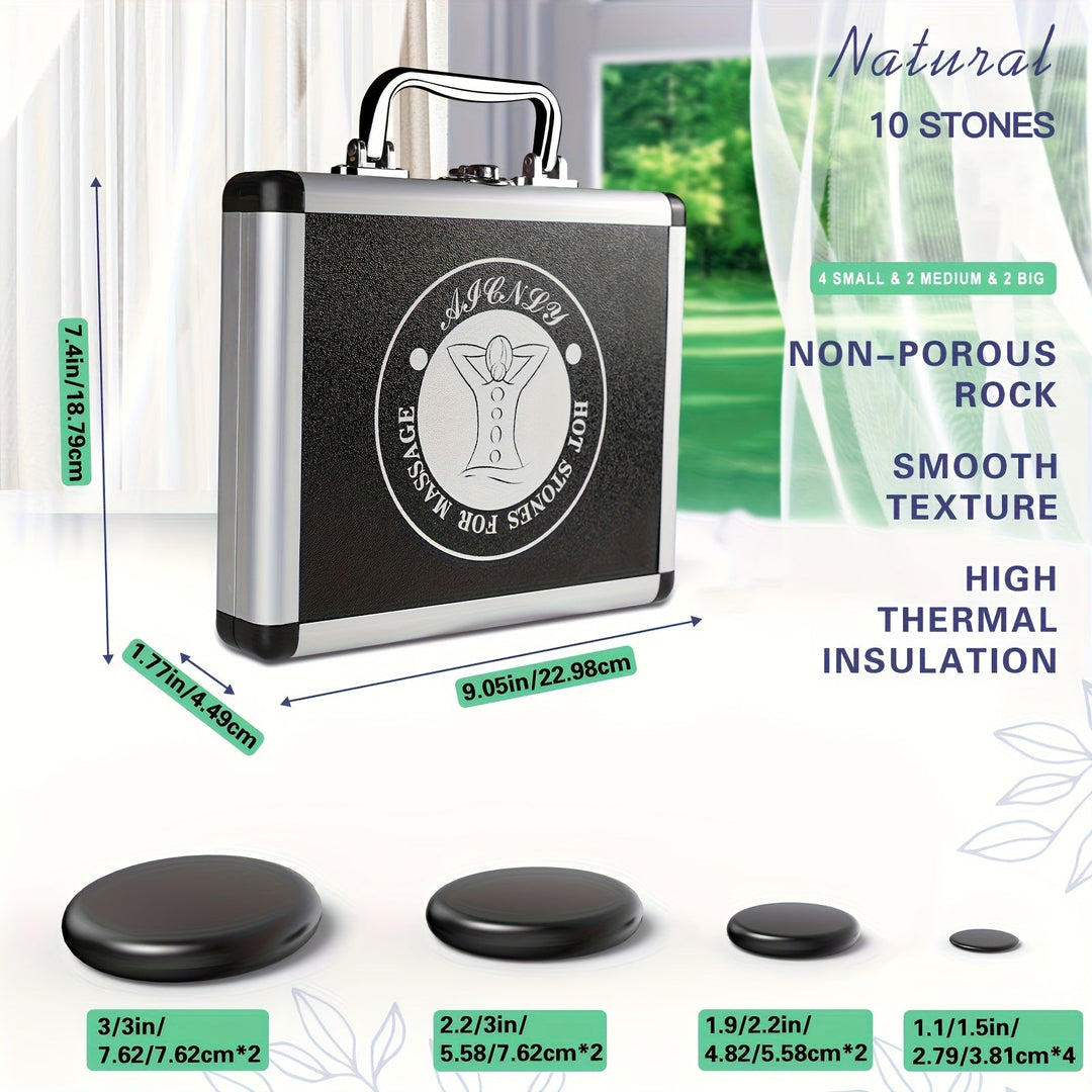 Deep tissue relaxation with this hot stone massage kit & integrated heating system.