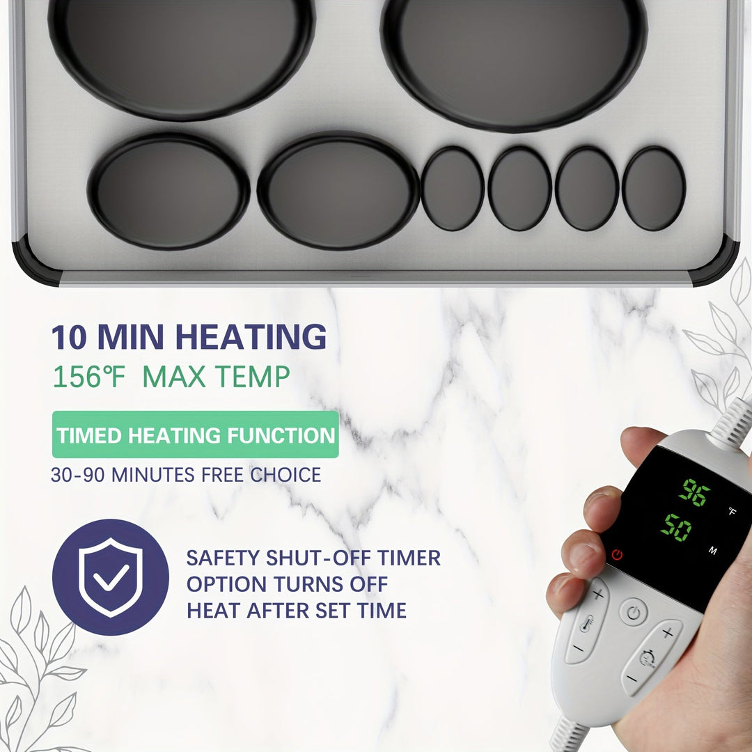 Complete hot stone massage kit with advanced heating system for deep muscle relief.