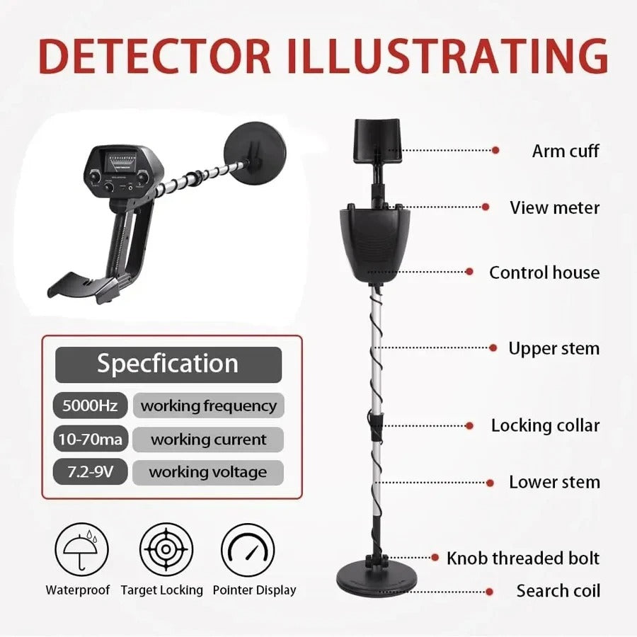 Advanced outdoor gear: ergonomic metal detector for adventure, hobby prospecting, and finding valuable artifacts.