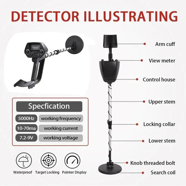 Advanced outdoor gear: ergonomic metal detector for adventure, hobby prospecting, and finding valuable artifacts.