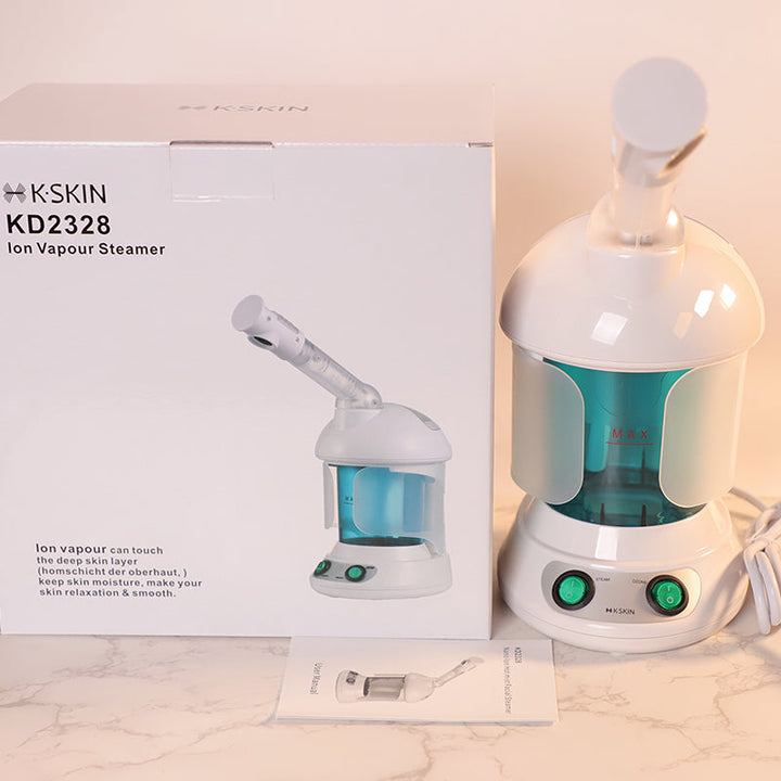 Advanced Nano Ionic facial steamer with adjustable 360° rotating arm for targeted skin care and steam therapy.