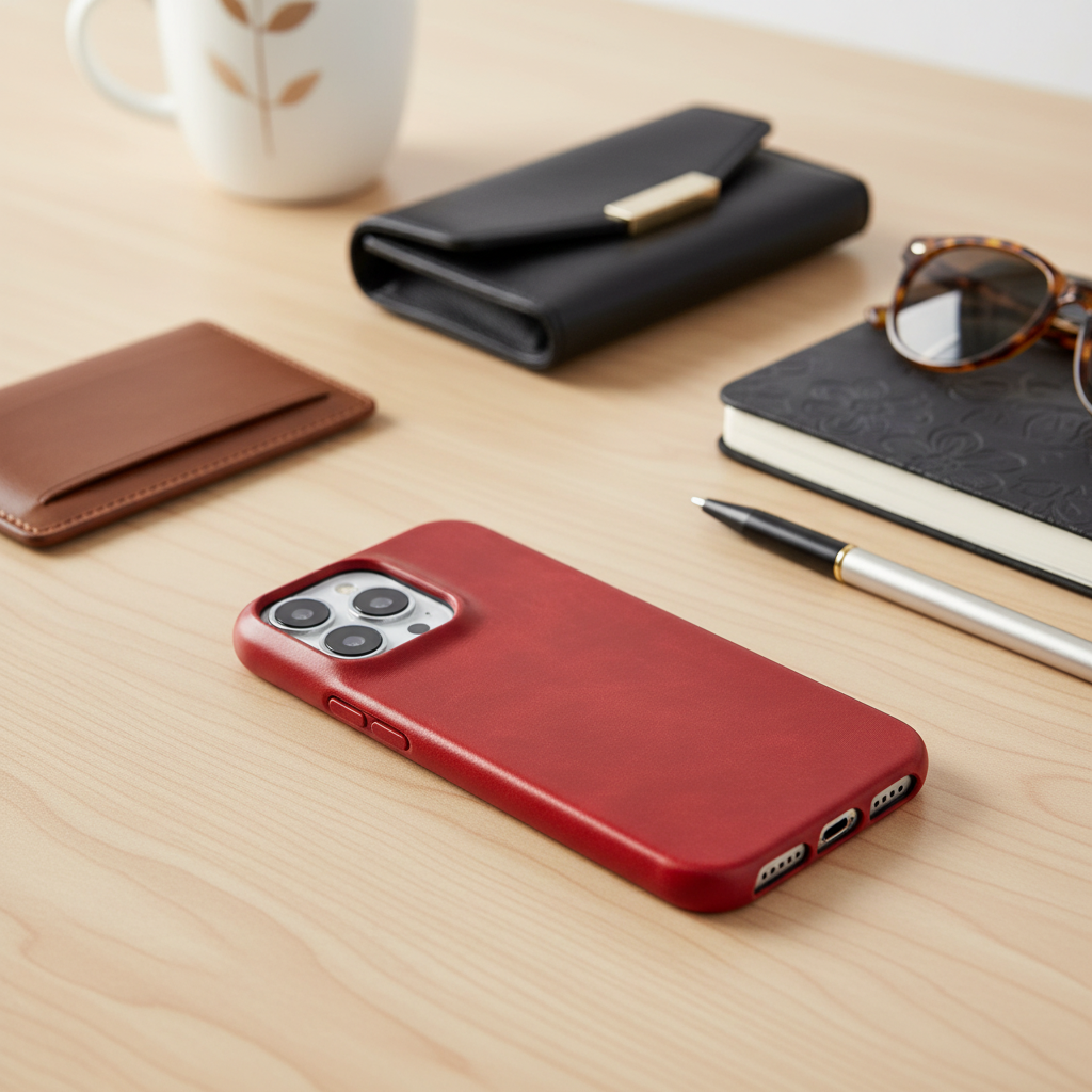 Durable leather iPhone 14 case with powerful shock absorption and anti-scratch protection.