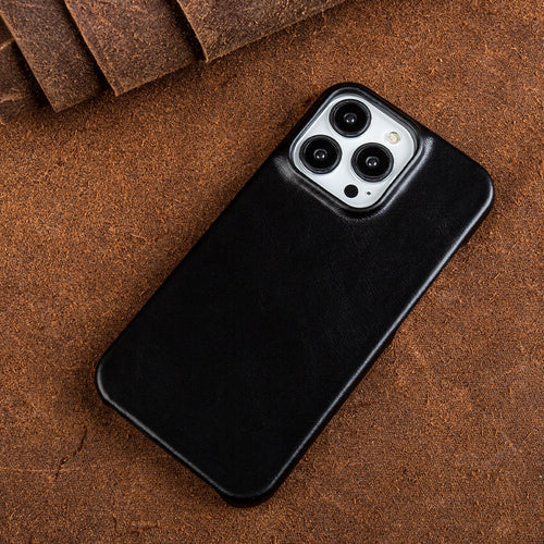 Anti-scratch leather iPhone case with shock-absorbing technology for ultimate phone defense.