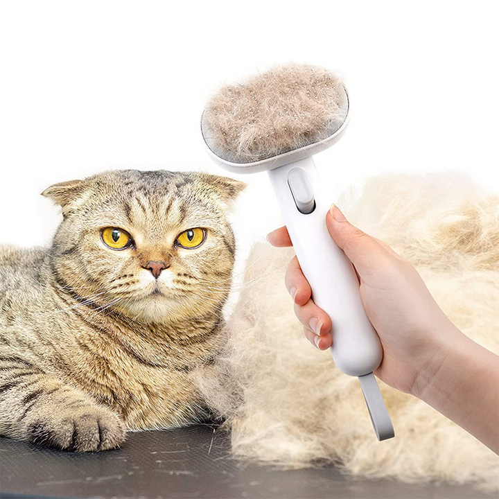 PurrfectBrush self-cleaning cat grooming brush for effective deshedding and detangling.