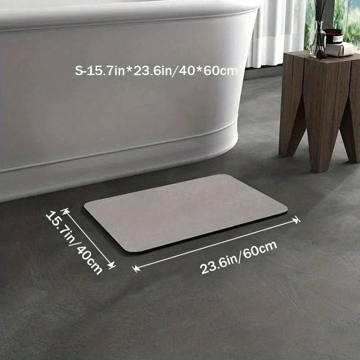 Quick-dry non-slip gray diatomite bath mat, absorbent and hygienic