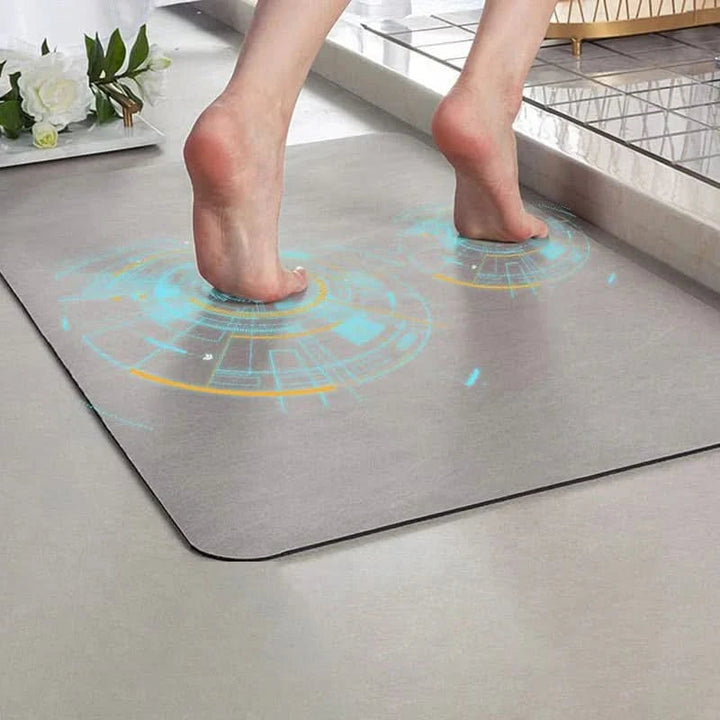Modern bathroom decor featuring a soft pink quick-dry diatomite bath mat