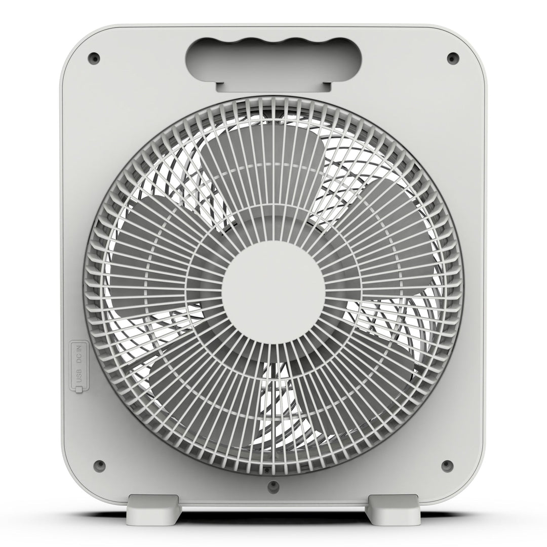 Portable quiet electric fan, ideal for room cooling. Features strong airflow & adjustable settings for comfort.