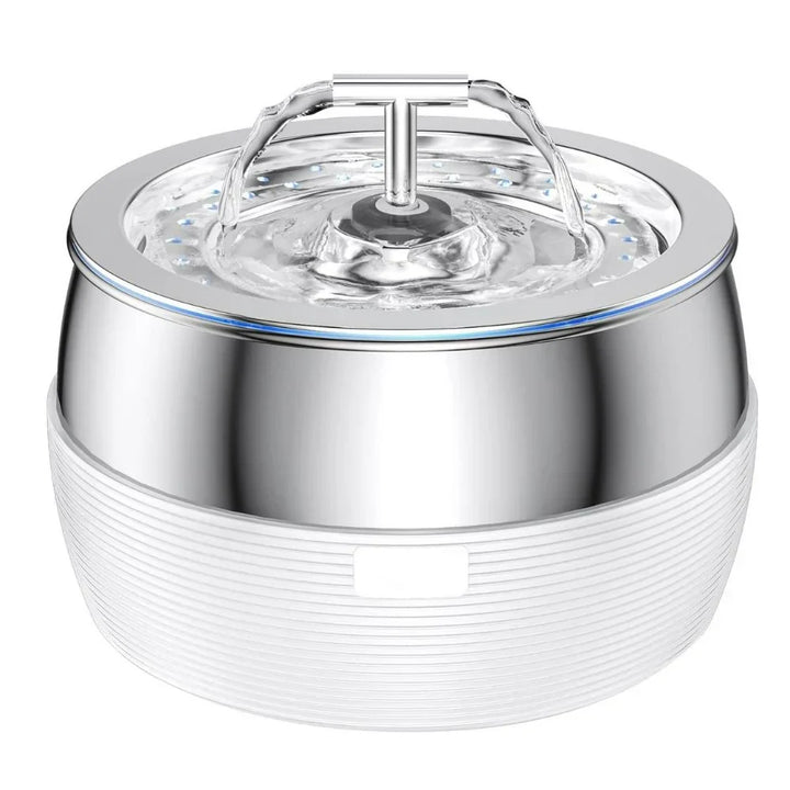 Sleek 0.79 gal cat & dog drinking fountain. Stainless steel with dual spout for optimal hydration.