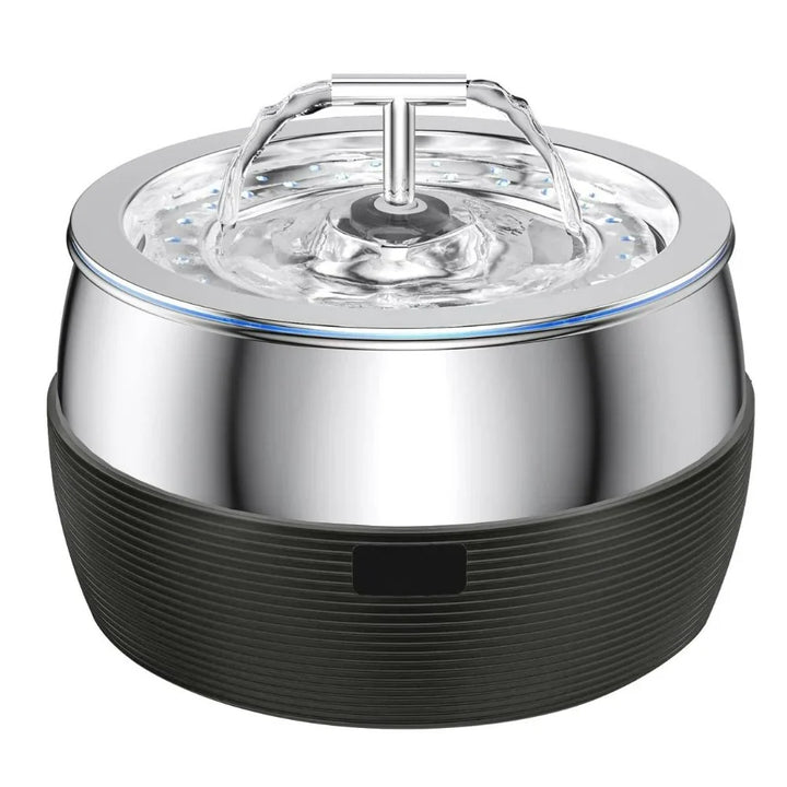 Easy-clean stainless steel pet waterer (0.79 gal) for dogs & cats. Quiet operation, fresh water.