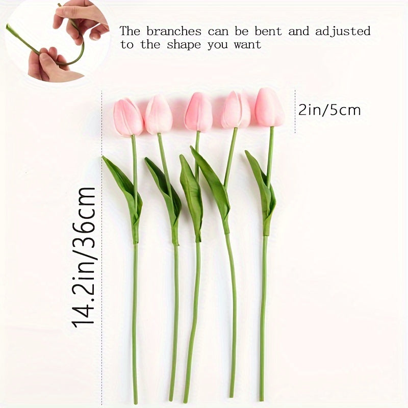 Mixed color 10-pack artificial tulips (orange, white, pink). Realistic faux flowers for spring & home decor.
