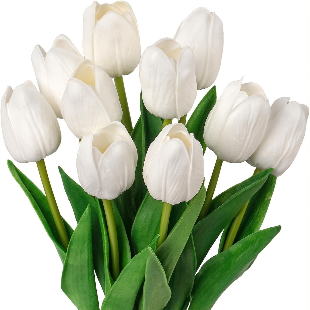 Close-up of a realistic orange artificial tulip, perfect faux floral for sophisticated home & event decor.