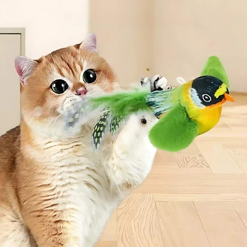 Realistic FeatherBird cat toy 3-pack, designed for active pets and indoor fun.