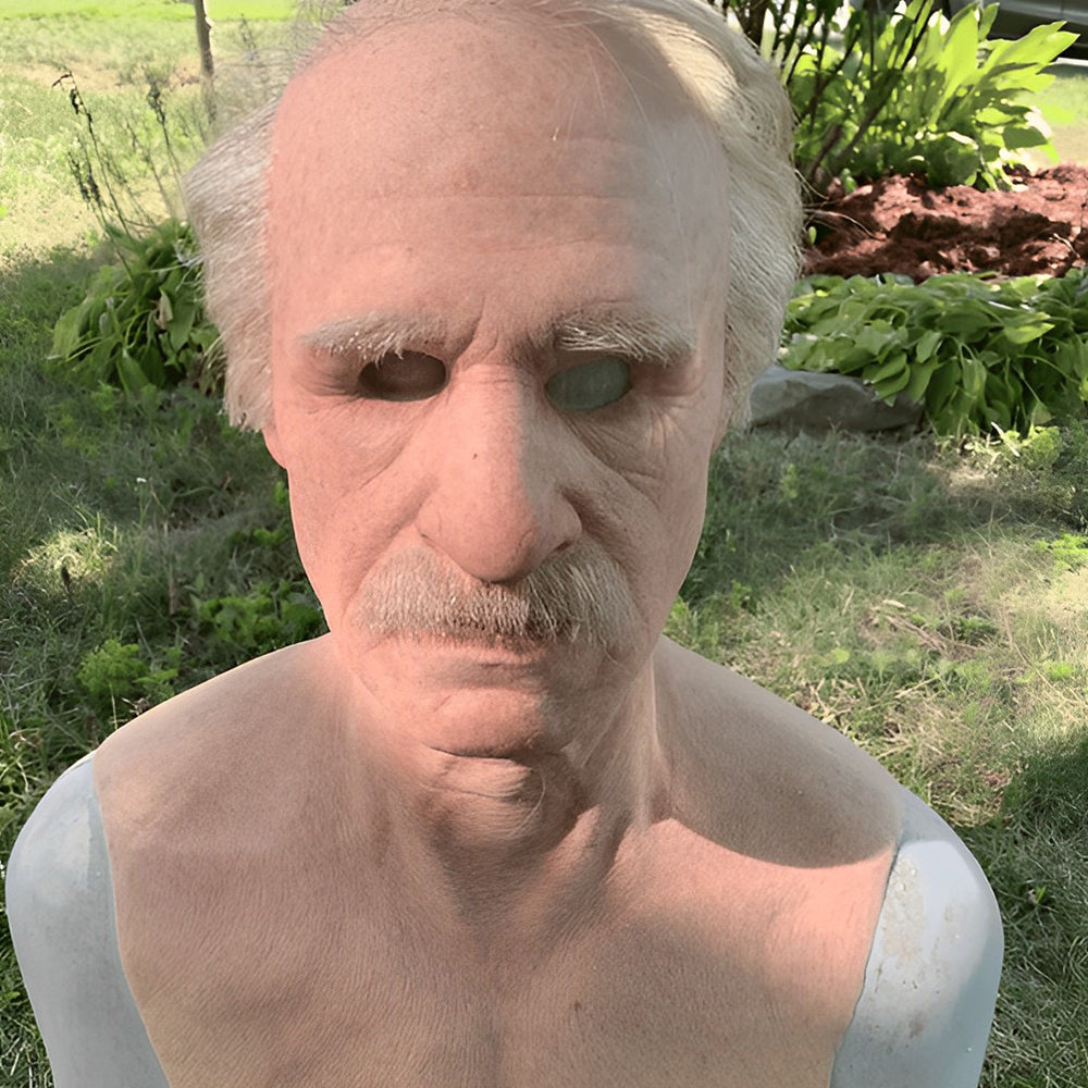 Full face old man costume mask, detailed expression