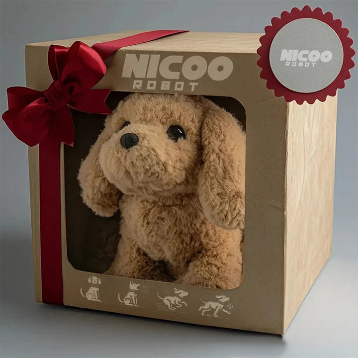 Realistic robotic puppy toy, an interactive AI pet dog, perfect for kids seeking a playful companion.