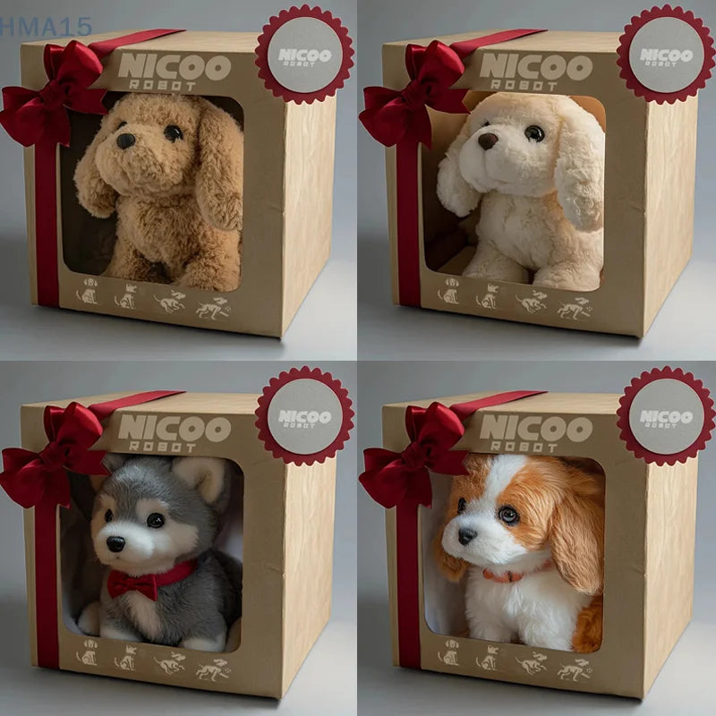 Interactive AI pet dog, a walking robotic puppy toy that barks, providing endless fun for children.