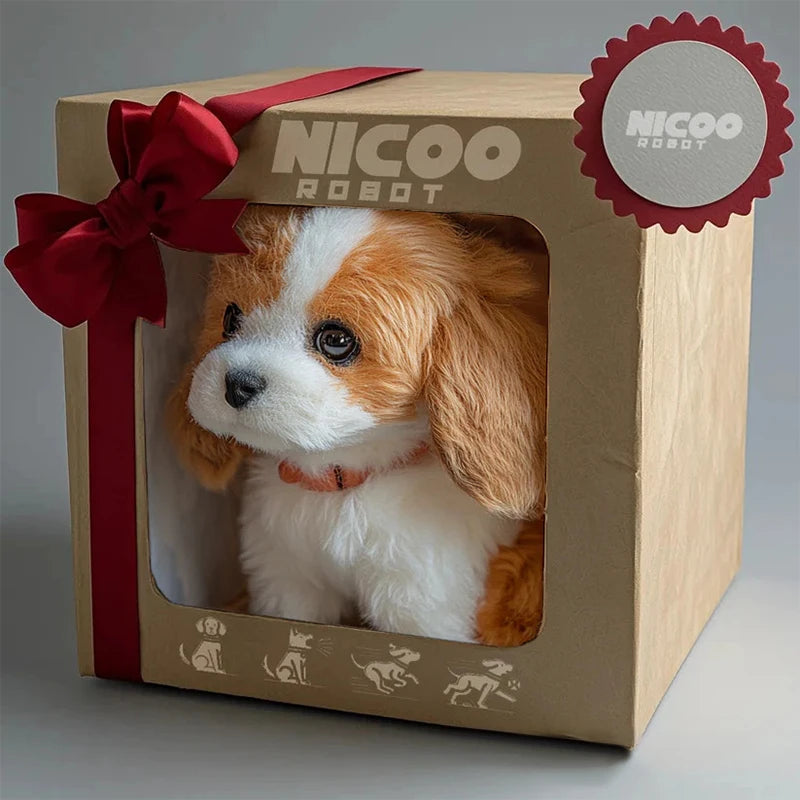 Lively interactive robotic puppy, a kids' AI pet dog with realistic actions, a delightful playtime companion.