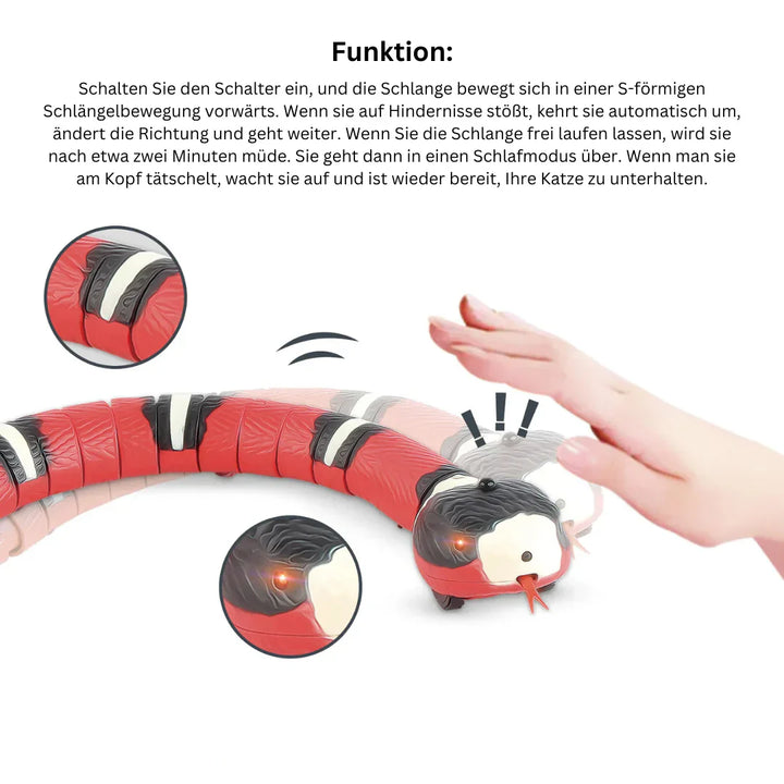 Smart interactive snake cat toy. Engages cats with realistic movement, promoting play & animal enrichment.