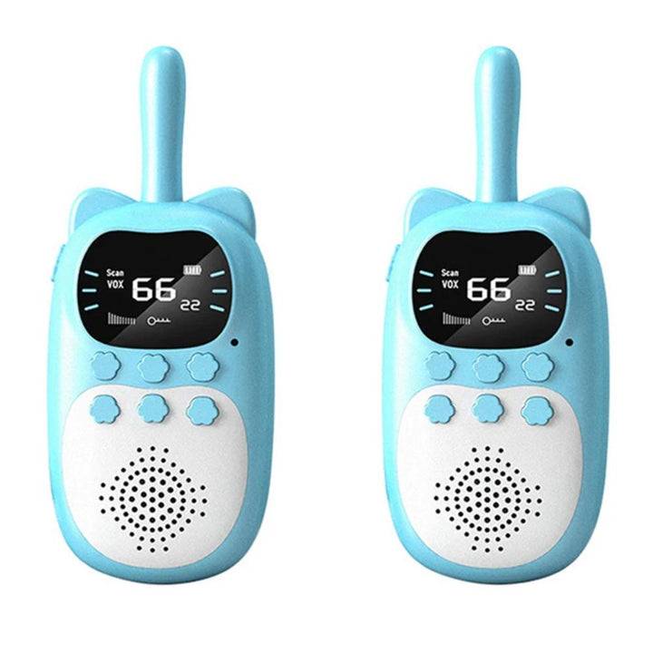 Set of children's walkie talkies, ideal for kids aged 3-12, offering hours of fun.