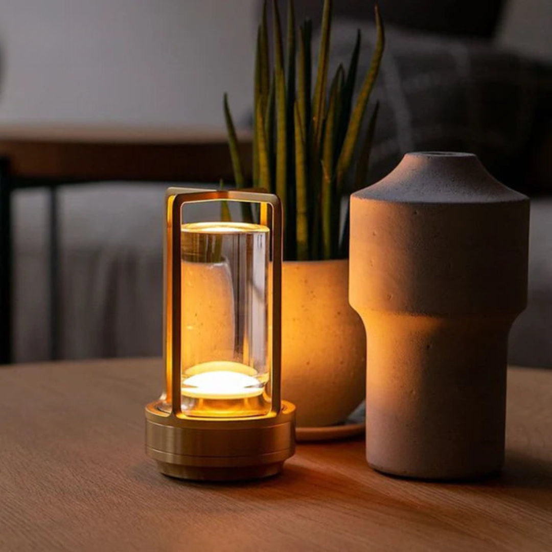 Rechargeable LED touch table lamp, modern cordless design, perfect for home office or bedroom lighting.
