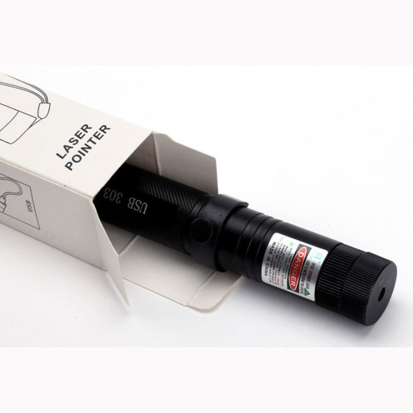 Long-range laser pointer, ideal for presentations & teaching. Rechargeable, durable aluminum body.