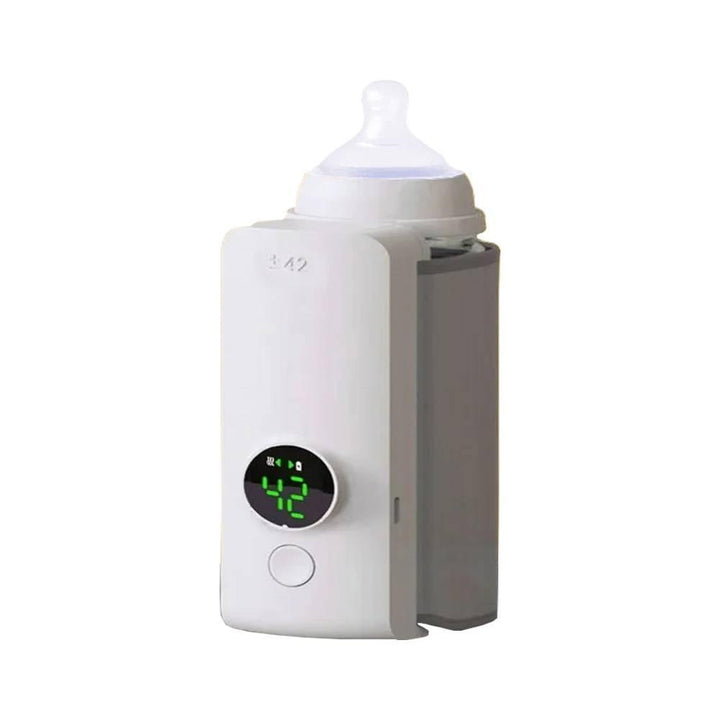 Digital bottle warmer, rechargeable and portable, perfect for travel baby feeding.