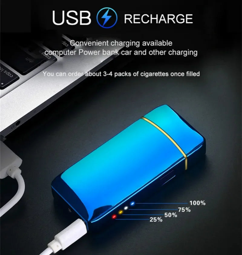 Sleek metal rechargeable USB lighter, convenient and modern