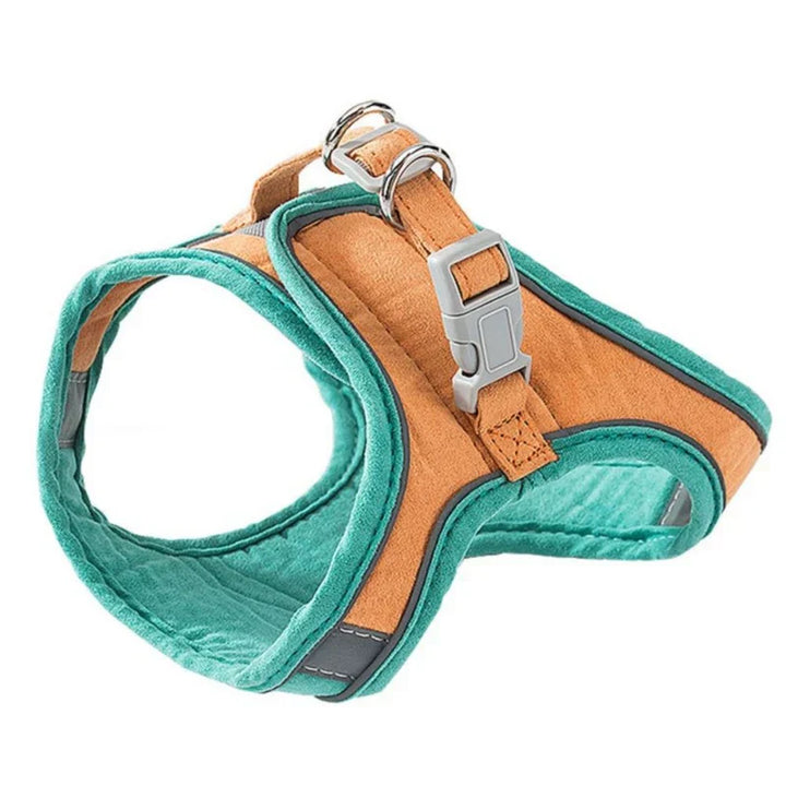 Blue reflective safety harness for cats, with quick-release buckles for secure outdoor use.