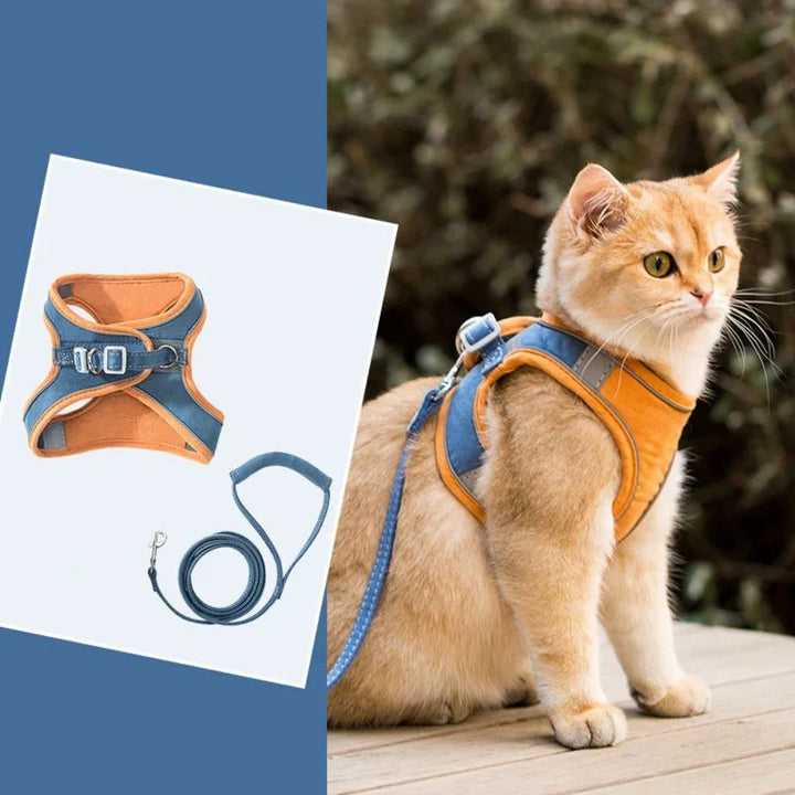Lightweight reflective cat harness & leash set for secure and enjoyable outdoor excursions.
