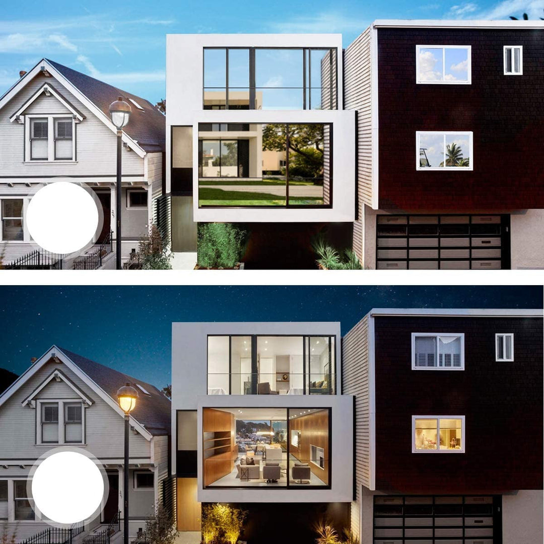 Silver reflective window film ensures daytime privacy, sun protection & reduces energy costs.