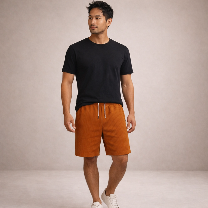 Men's warm weather shorts, relaxed fit, drawstring closure, perfect for summer activities.