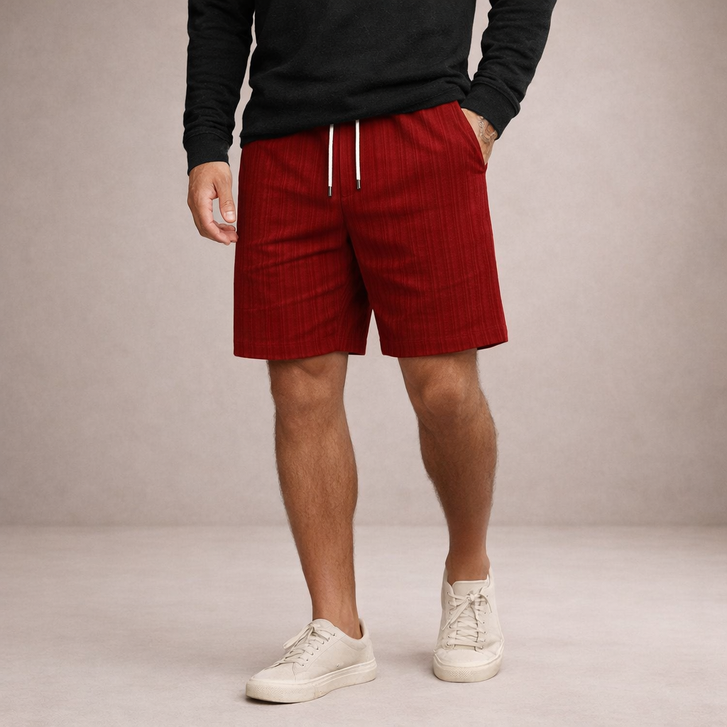 Casual men's summer shorts with elastic waist, relaxed fit, versatile & comfortable.