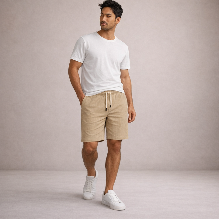 Men's relaxed fit casual shorts for summer, knee-length, ultimate comfort, drawstring waist.
