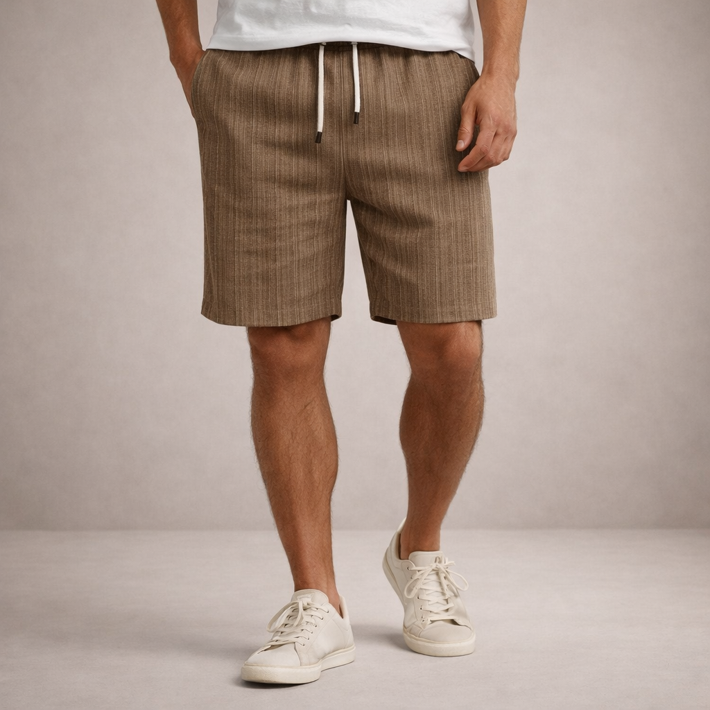 Versatile men's summer shorts, relaxed fit, elastic waistband, perfect for warm weather adventures.