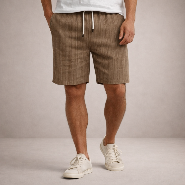 Versatile men's summer shorts, relaxed fit, elastic waistband, perfect for warm weather adventures.