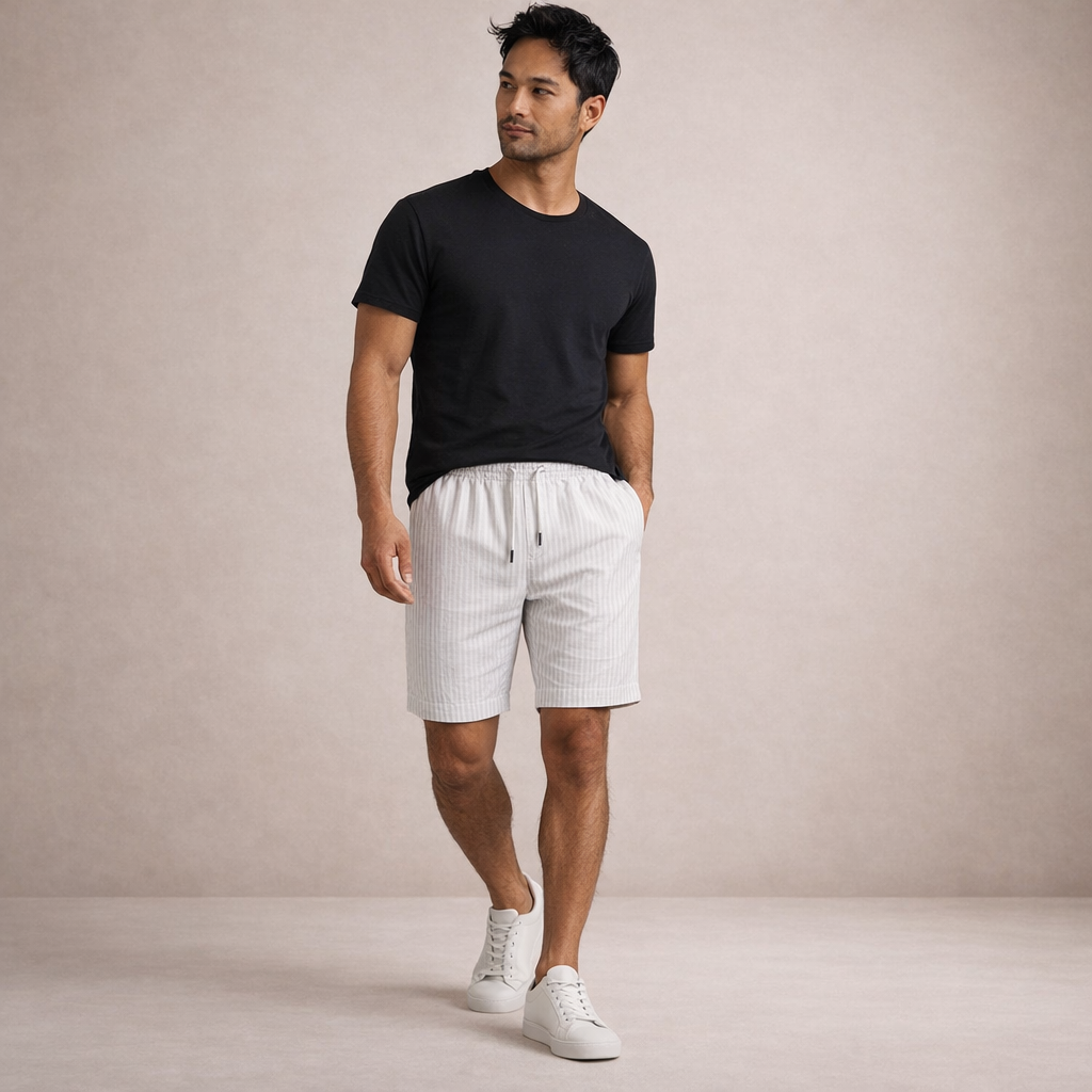 Comfortable men's casual shorts with elastic waistband, perfect for everyday summer wear.