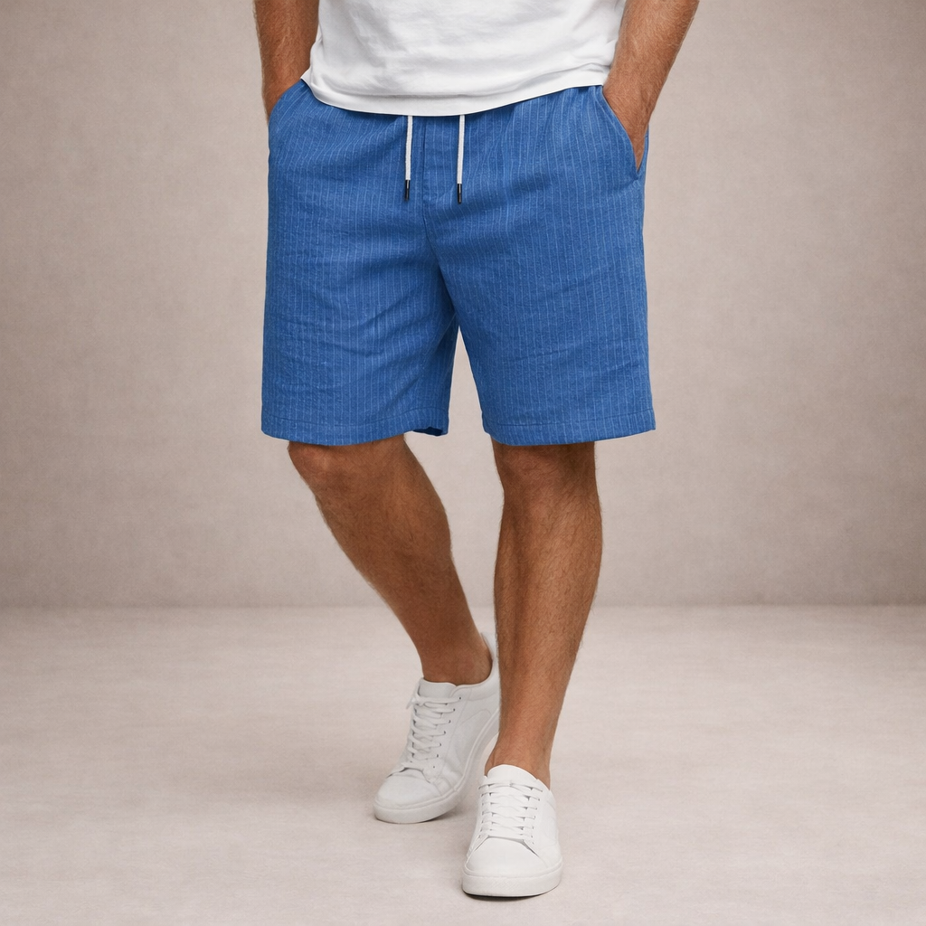 Stylish men's casual shorts, elastic waist, relaxed fit, ideal for beach & summer activities.