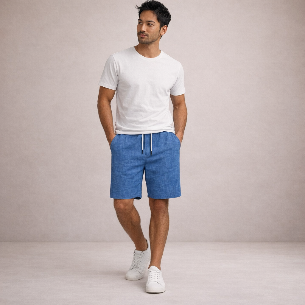 Warm weather men's shorts, relaxed fit, comfortable drawstring, perfect for daily wear.