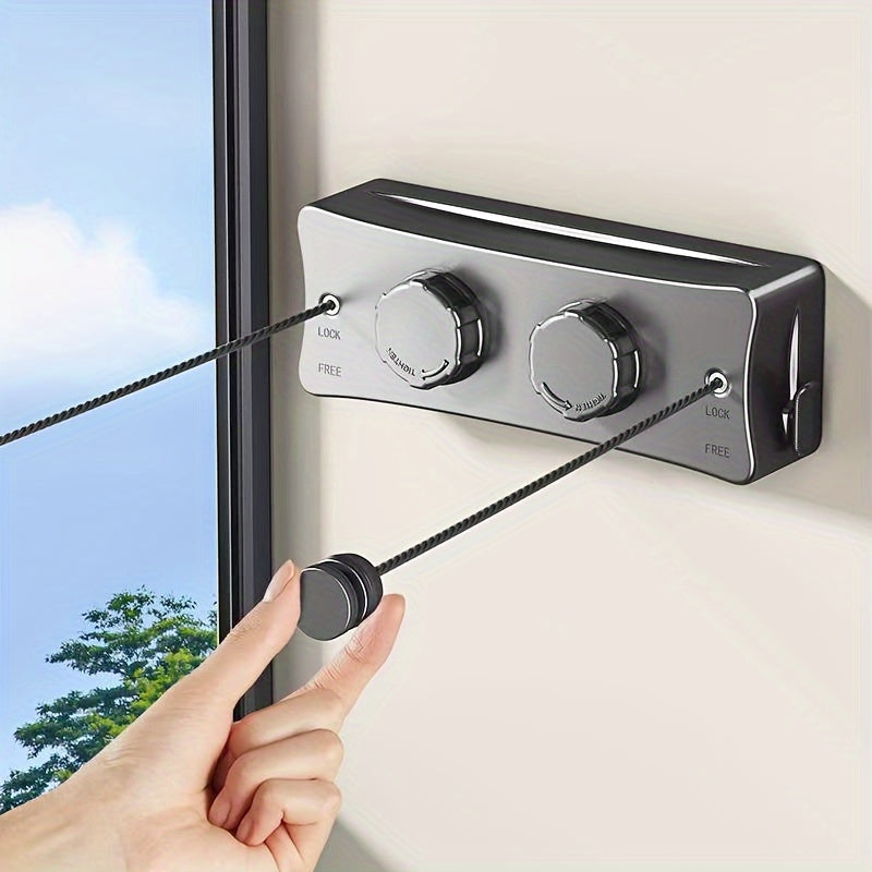 Retractable stainless steel double clothesline, 16.7ft for indoor/outdoor laundry drying & space saving.