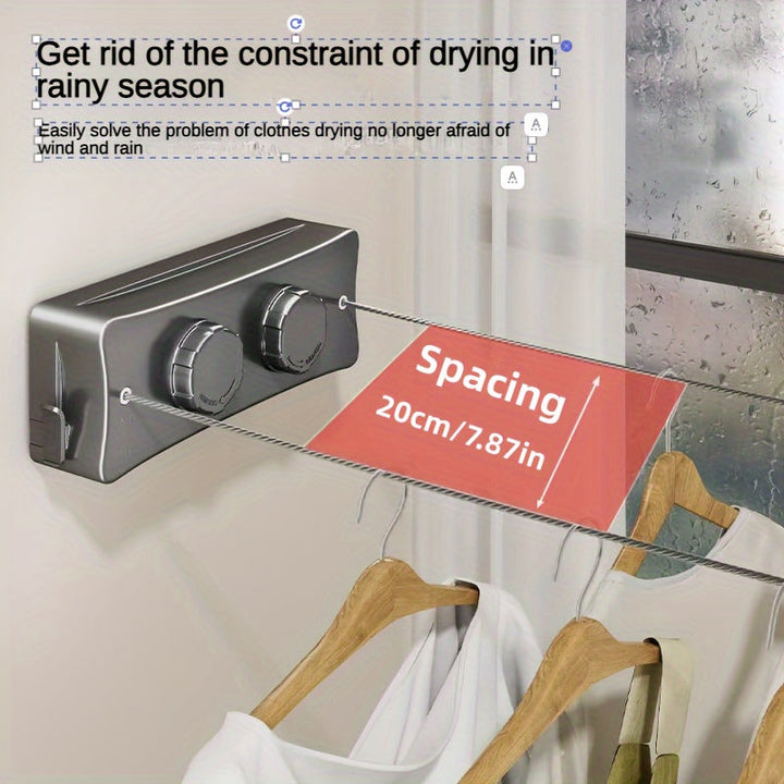 Space-saving retractable double clothesline, 16.7ft, ideal for indoor/outdoor clothes drying.