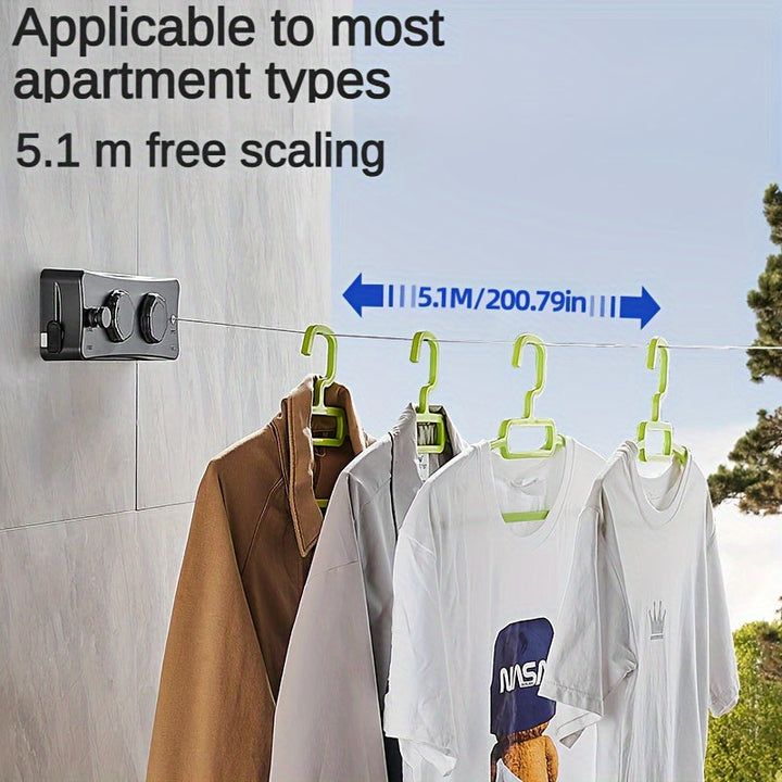 Durable stainless steel retractable double clothesline, 16.7ft, a space-saving laundry solution.