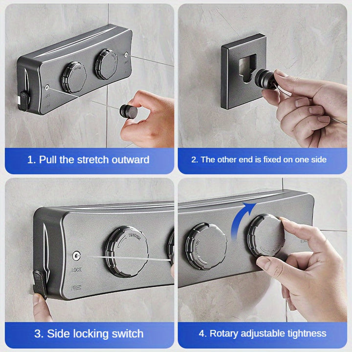 Hang laundry with this retractable stainless steel double clothesline, 16.7ft, for indoor/outdoor use.