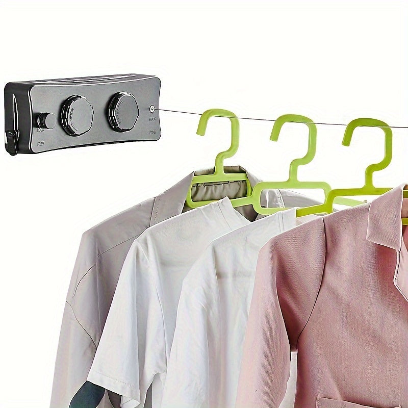 Retractable double clothesline, 16.7ft, stainless steel, indoor/outdoor laundry drying rack.