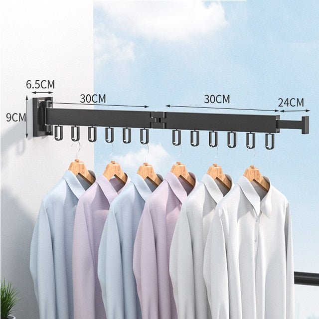 Foldable retractable wall clothes dryer, perfect for small homes & apartments.