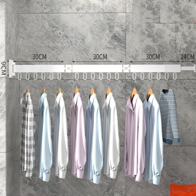 Minimalist retractable wall mount clothes dryer, sleek design for modern home decor.