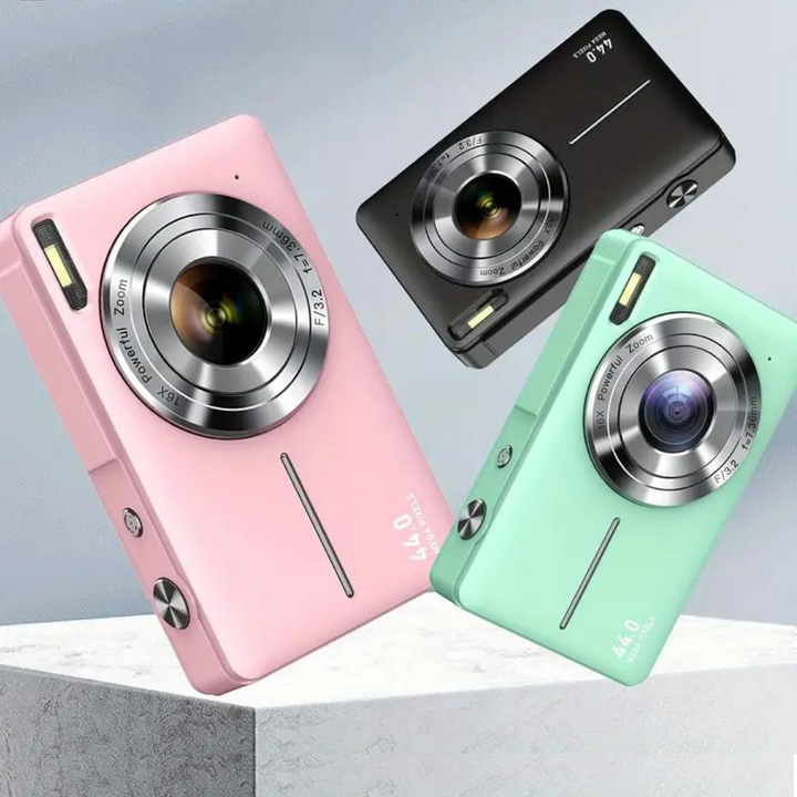 Vintage style digital camera, captures 1080p video and clear photos.