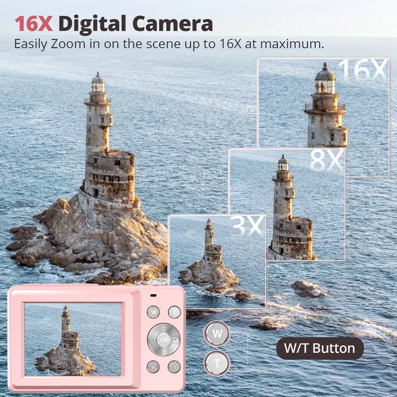 High-definition 1080p video recording on a stylish retro digital camera.
