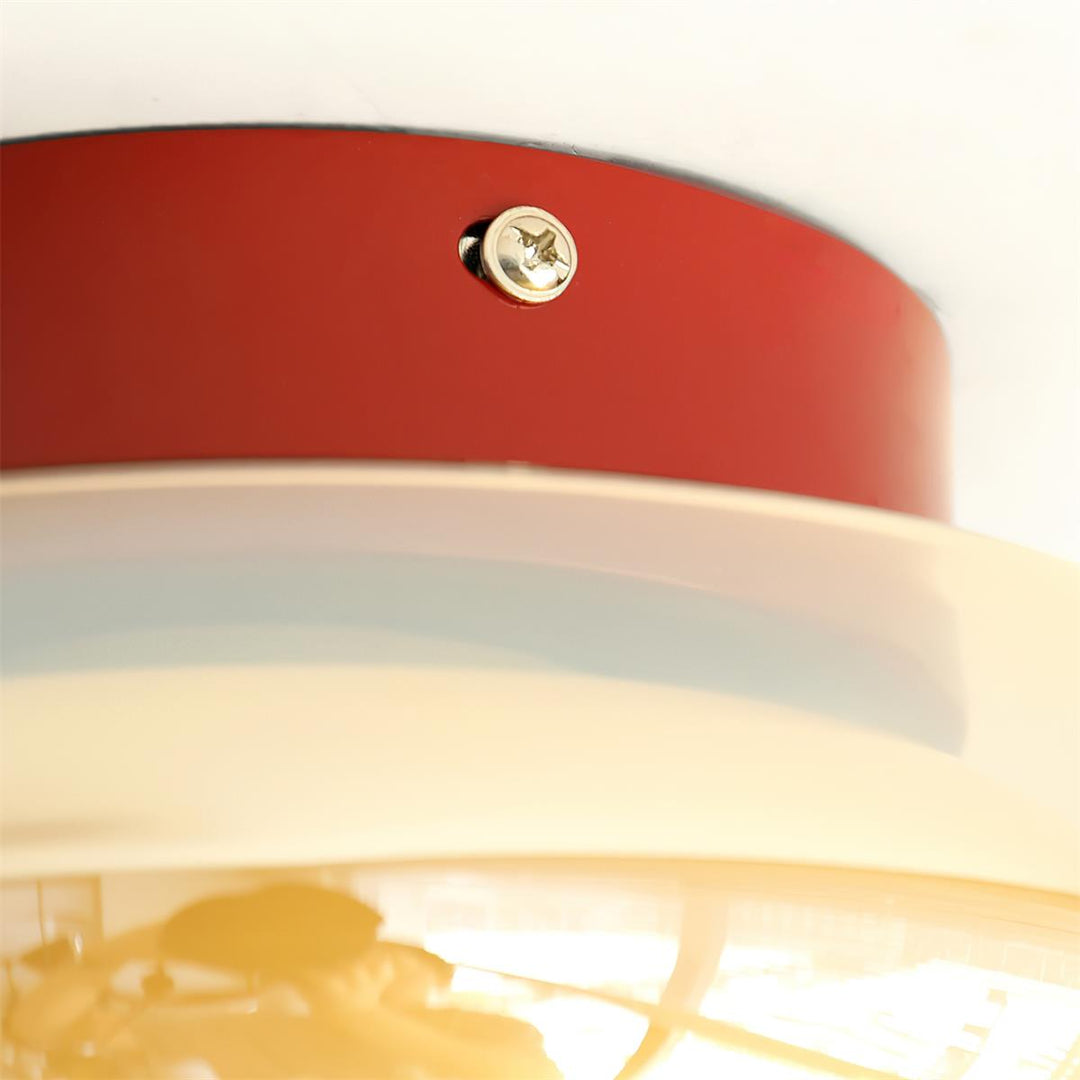 Warm glow retro flush mount ceiling light, enhancing cozy bedroom or living spaces.