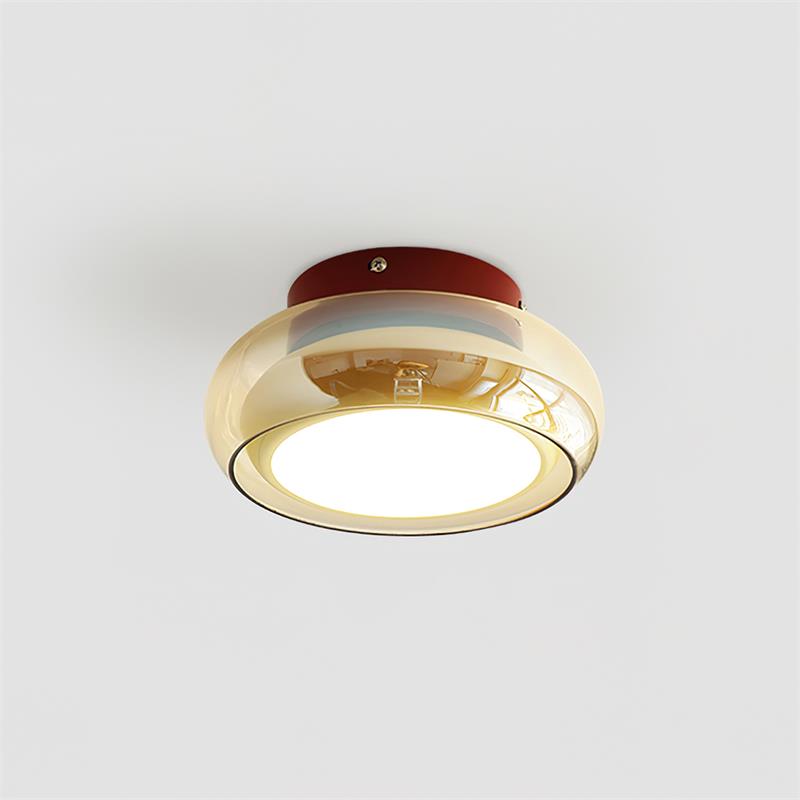 Durable retro flush mount ceiling light, combining metal and glass for lasting style.
