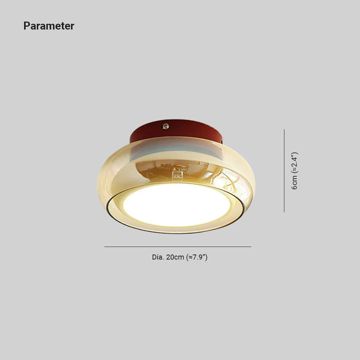 Stylish metal and glass retro flush mount ceiling fixture, ideal for indoor decor.