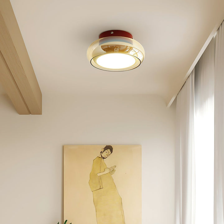 Decorative flush mount ceiling light in retro style, featuring a unique glass design.